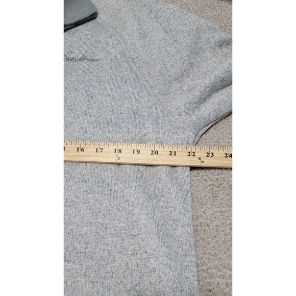 EDDIE BAUER Men’s Large Gray Fleece-Lined Sweater Pullover 1/2‎ Zip Long Sleeve - Picture 13 of 15